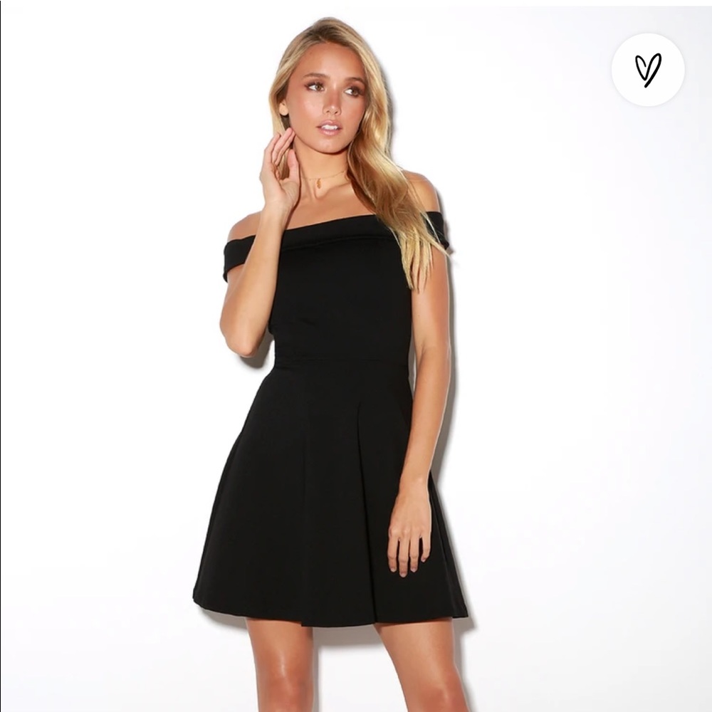 Lulu’s Black Off-the-Shoulder Skater Dress
